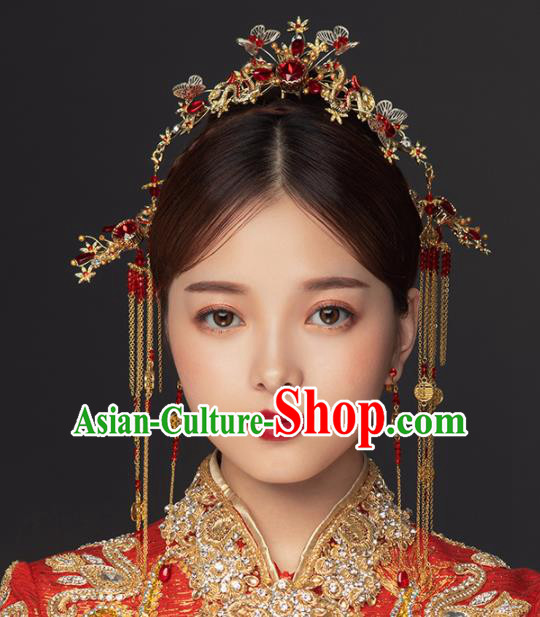 Chinese Ancient Handmade Bride Butterfly Hair Clasp Hairpins Traditional Classical Wedding Hair Accessories for Women