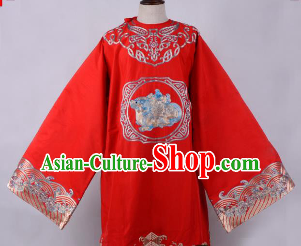 Professional Chinese Beijing Opera Minister Costume Ancient Scholar Red Robe for Adults