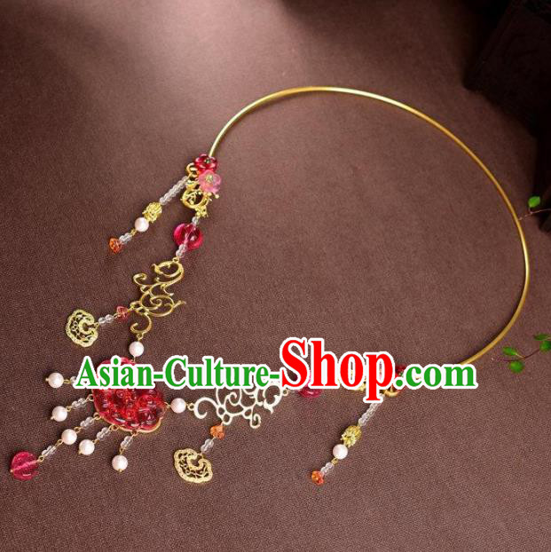 Chinese Handmade Wedding Necklace Traditional Hanfu Coloured Glaze Necklet Accessories for Women