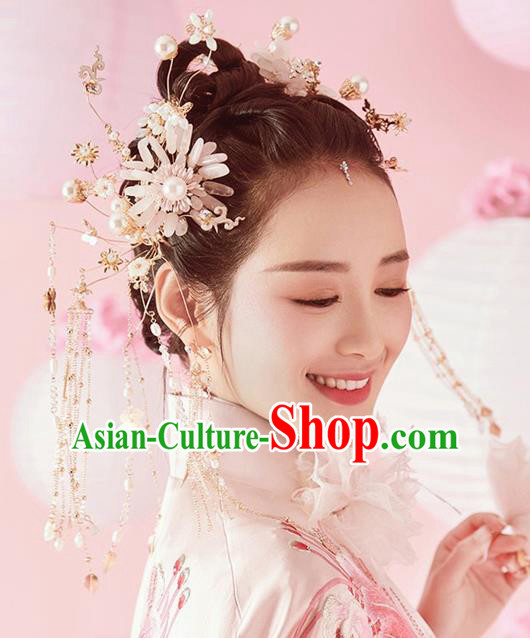 Chinese Ancient Bride Tassel Hairpins Traditional Wedding Hair Accessories for Women