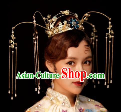 Chinese Ancient Palace Tassel Phoenix Coronet Hairpins Traditional Hair Accessories Headdress for Women