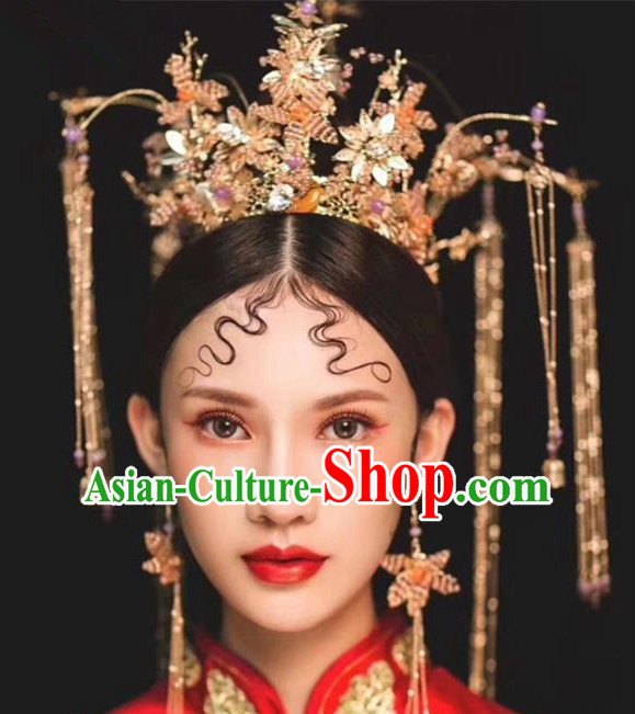 Chinese Ancient Palace Crown Phoenix Coronet Hairpins Traditional Hair Accessories Headdress for Women