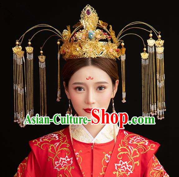 Chinese Ancient Palace Queen Phoenix Coronet Hairpins Traditional Hair Accessories Headdress for Women