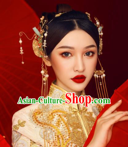 Chinese Ancient Bride Hairpins Tassel Hair Clasp Traditional Hair Accessories Headdress for Women