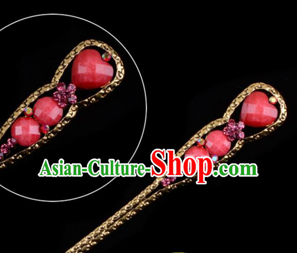 Chinese Beijing Opera Diva Hair Accessories Ancient Peri Rosy Hairpins for Women
