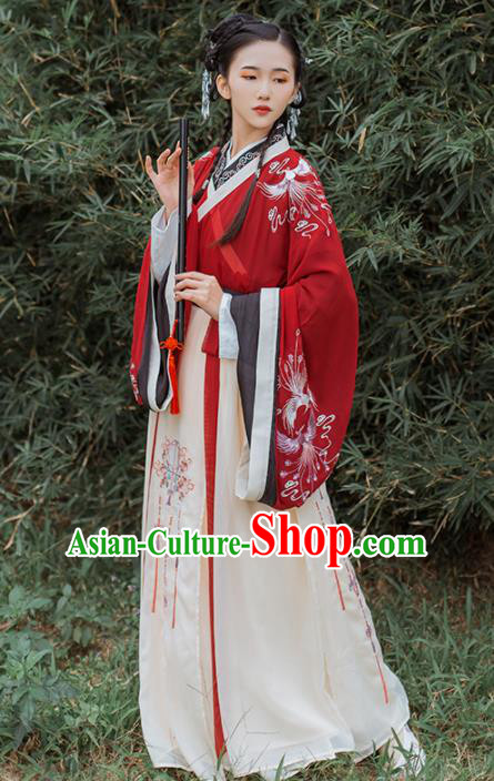 Chinese Traditional Jin Dynasty Nobility Lady Historical Costume Ancient Princess Wedding Hanfu Dress for Women