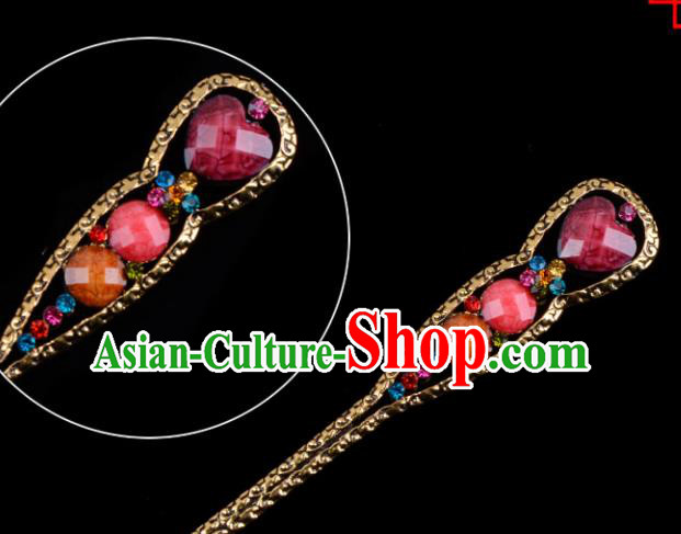 Chinese Beijing Opera Diva Hair Accessories Ancient Peri Purple Hairpins for Women