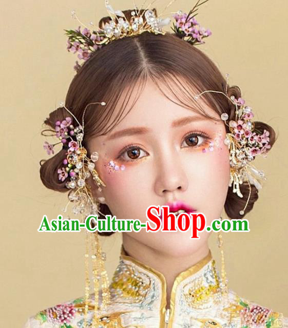 Top Grade Chinese Ancient Bride Hairpins Traditional Hair Accessories Headdress for Women