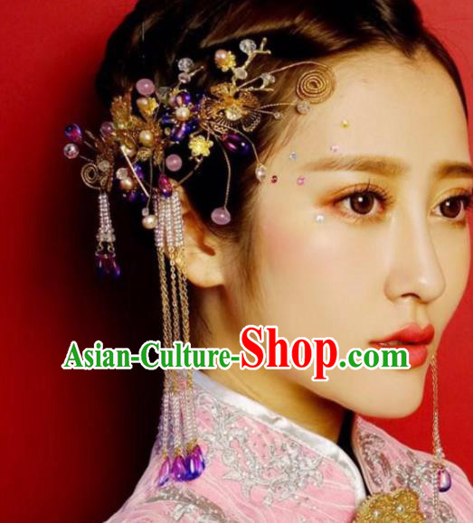 Top Grade Chinese Ancient Bride Wedding Hairpins Tassel Step Shake Traditional Hair Accessories Headdress for Women