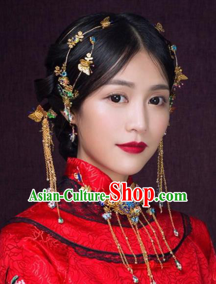 Top Grade Chinese Ancient Bride Wedding Tassel Hairpins Traditional Hair Accessories Headdress for Women