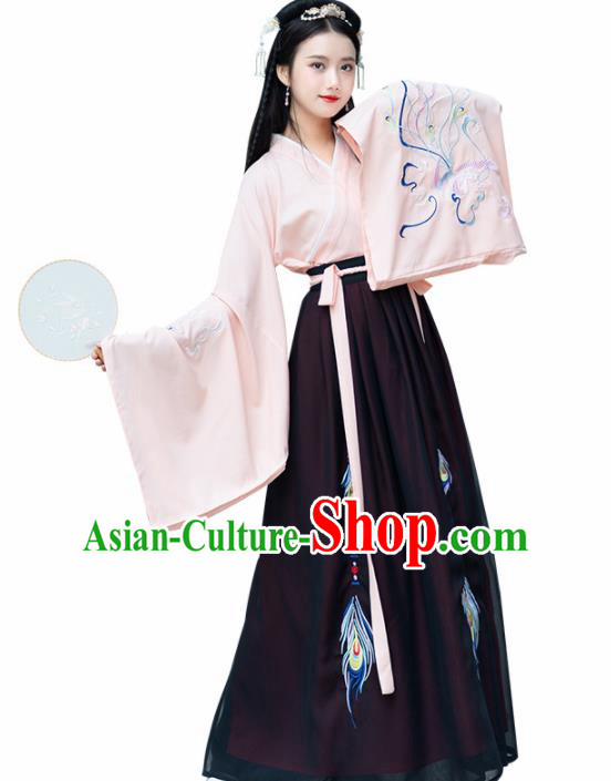 Traditional Ancient Chinese Jin Dynasty Palace Hanfu Dress Princess Embroidered Replica Costume for Women