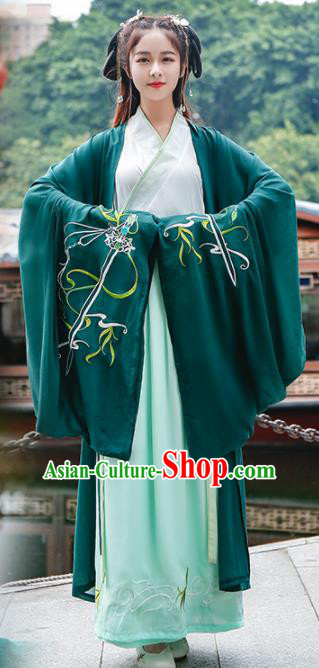 Chinese Ancient Traditional Hanfu Dress Jin Dynasty Swordswomen Embroidered Replica Costume for Women