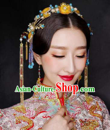 Top Grade Chinese Ancient Bride Wedding Tassel Hair Clasp Hairpins Traditional Hair Accessories Headdress for Women
