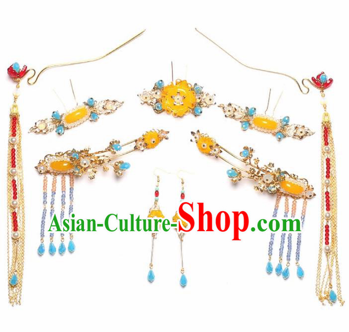 Top Grade Chinese Ancient Bride Wedding Tassel Hair Clasp Hairpins Traditional Hair Accessories Headdress for Women