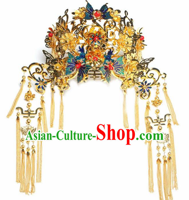 Handmade Chinese Ancient Bride Phoenix Coronet Hairpins Traditional Hair Accessories Headdress for Women