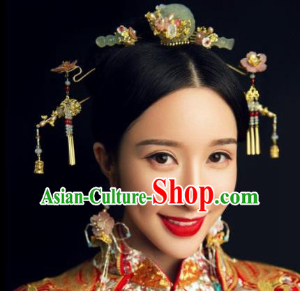 Handmade Chinese Ancient Jade Hair Combs Hairpins Traditional Hair Accessories Headdress for Women