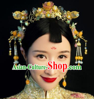 Handmade Chinese Ancient Hairpins Golden Hair Clasp Traditional Hair Accessories Headdress for Women