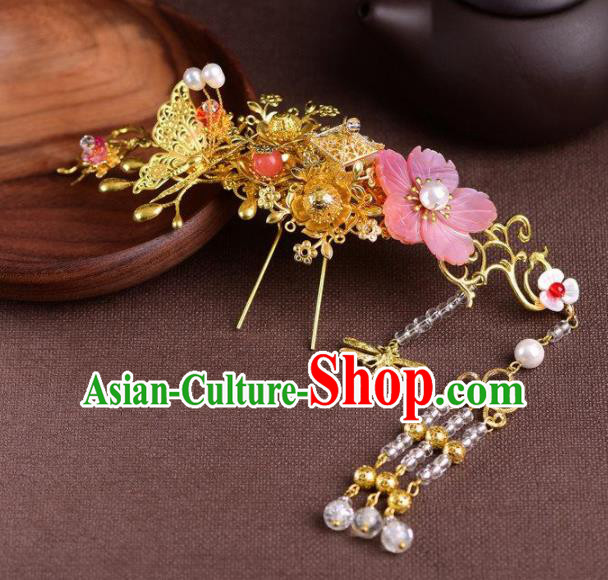 Handmade Chinese Ancient Princess Flower Hair Comb Hairpins Traditional Hair Accessories Headdress for Women