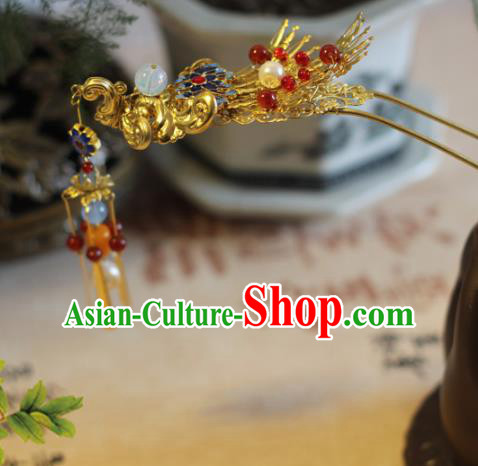 Handmade Chinese Ancient Bride Phoenix Tassel Hairpins Traditional Hair Accessories Headdress for Women