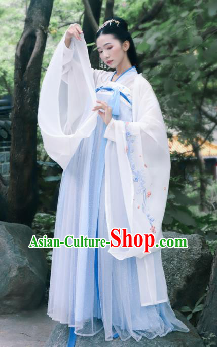 Chinese Traditional Tang Dynasty Imperial Consort Historical Costume Ancient Peri Embroidered Hanfu Dress for Women