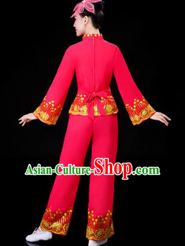 Chinese Traditional National Dance Clothing Folk Dance Yangko Dance Red Clothing for Women