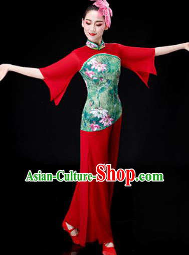 Chinese Traditional Folk Dance Red Clothing Yangko Group Dance Stage Performance Costume for Women