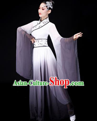 Chinese Traditional Classical Dance Grey Dress Umbrella Dance Stage Performance Costume for Women