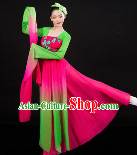 Chinese Traditional Classical Dance Water Sleeve Dress Umbrella Dance Stage Performance Costume for Women