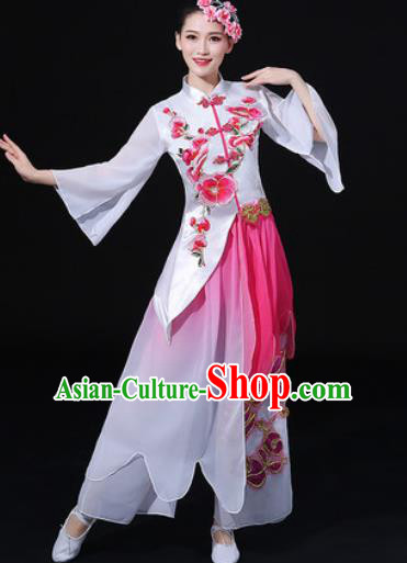 Chinese Traditional Classical Dance Embroidered Dress Umbrella Dance Stage Performance Costume for Women