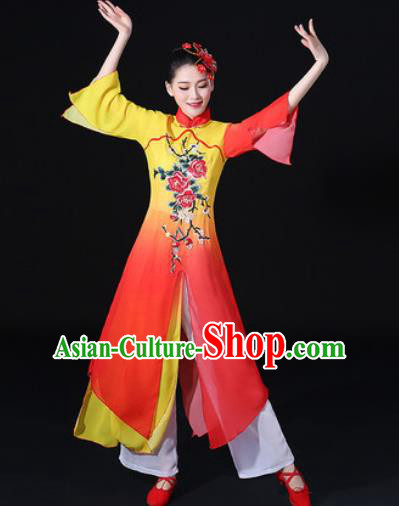 Chinese Traditional Classical Dance Dress Umbrella Dance Stage Performance Costume for Women