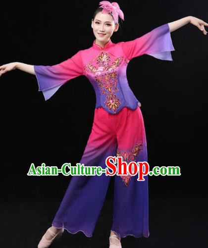 Chinese Traditional Folk Dance Fan Dance Clothing Group Yangko Dance Stage Performance Costume for Women