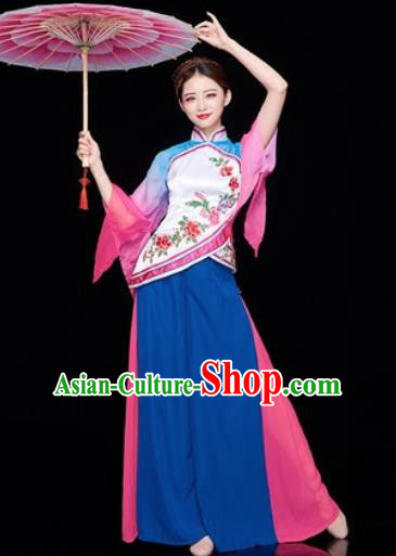 Traditional Chinese Folk Dance Stage Show Clothing Group Fan Dance Costume for Women