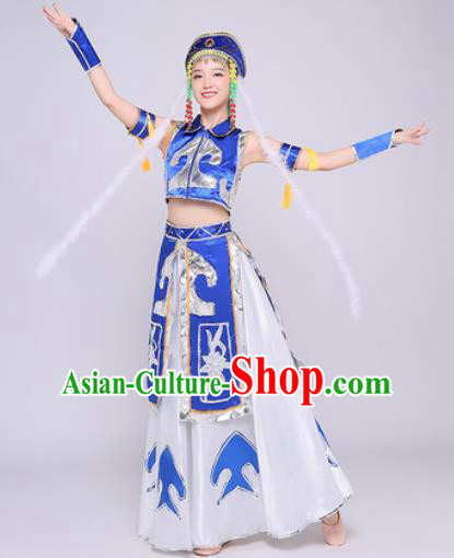 Traditional Chinese Mongol Nationality Folk Dance Dress Mongolian National Ethnic Costume for Women