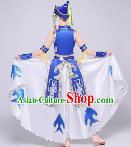 Traditional Chinese Mongol Nationality Folk Dance Dress Mongolian National Ethnic Costume for Women