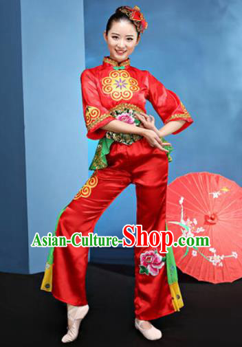 Traditional Chinese Folk Dance Yangko Stage Show Clothing Group Fan Dance Costume for Women