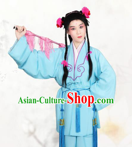 Chinese Traditional Peking Opera Clown Light Blue Clothing Classical Beijing Opera Attendants Costume for Men