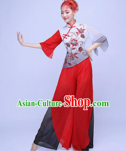 Traditional Chinese Folk Dance Red Clothing Yangko Dance Costume for Women