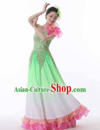 Chinese Traditional Opening Dance Green Dress Modern Dance Stage Performance Costume for Women