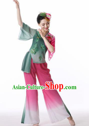 Traditional Chinese Folk Dance Veil Clothing Yangko Dance Costume for Women