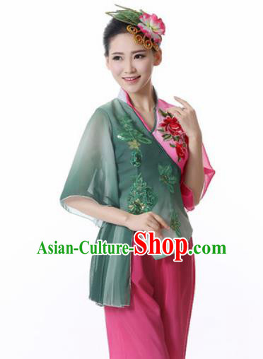 Traditional Chinese Folk Dance Veil Clothing Yangko Dance Costume for Women