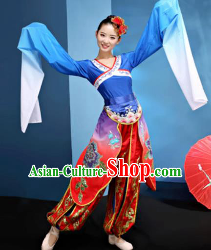 Traditional Chinese Folk Dance Water Sleeve Clothing Yangko Dance Costume for Women