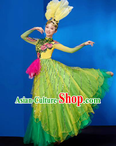 Chinese Traditional Opening Dance Chorus Bubble Dress Modern Dance Stage Performance Costume for Women