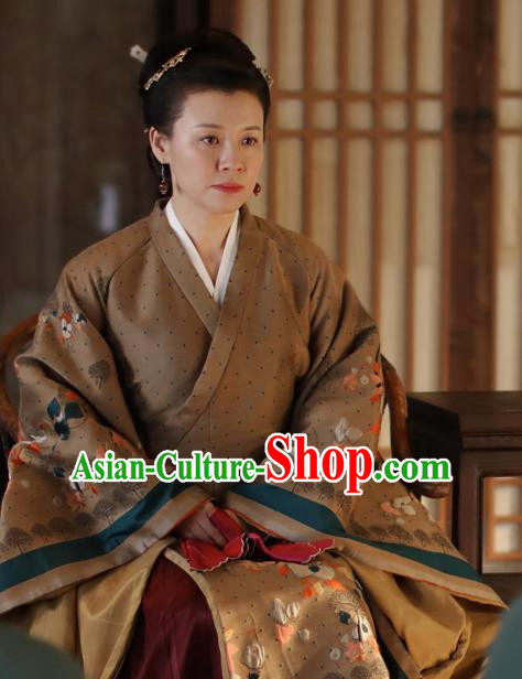 Chinese Drama The Story Of MingLan Ancient Song Dynasty Dowager Countess Embroidered Historical Costume for Women