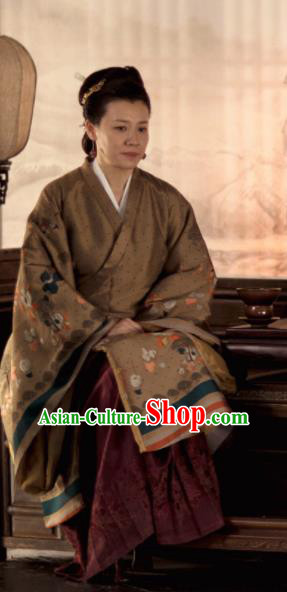 Chinese Drama The Story Of MingLan Ancient Song Dynasty Dowager Countess Embroidered Historical Costume for Women