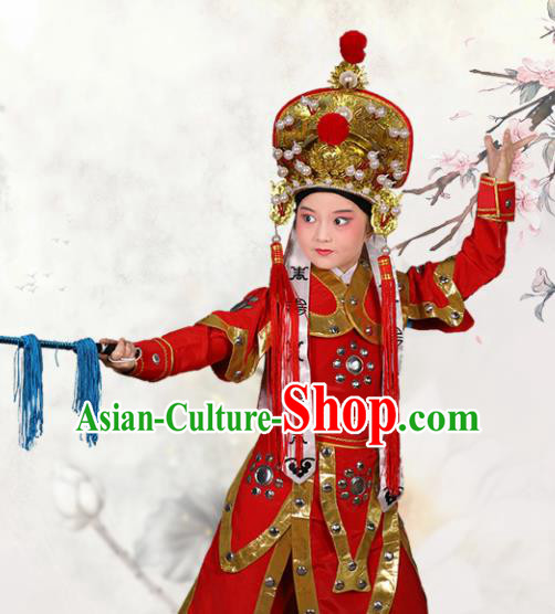 Chinese Traditional Peking Opera Takefu Red Clothing Classical Beijing Opera Costume for Kids