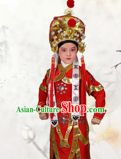 Chinese Traditional Peking Opera Takefu Red Clothing Classical Beijing Opera Costume for Kids