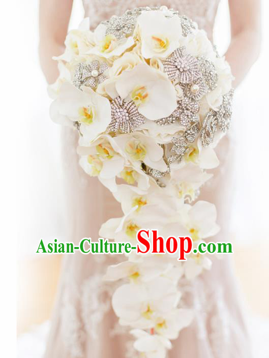 Top Grade Wedding Bridal Bouquet Hand Phalaenopsis Flowers Bunch for Women