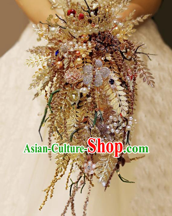 Top Grade Wedding Bridal Bouquet Hand Crystal Tied Bouquet Flowers for Women