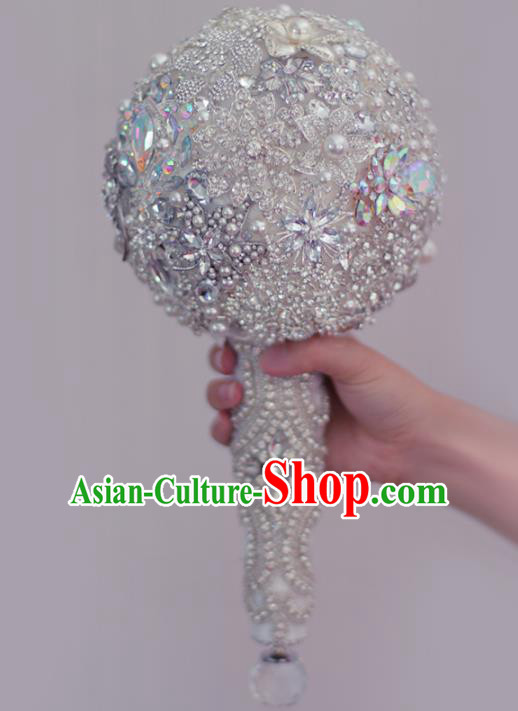 Top Grade Wedding Bridal Bouquet Hand Crystal Ball Tied Bouquet Flowers for Women