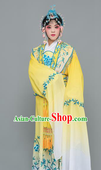 Chinese Traditional Peking Opera Princess Yellow Dress Classical Beijing Opera Actress Costume for Adults